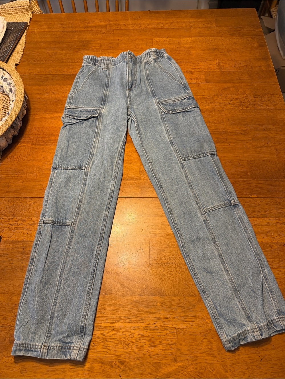 RSQ Light Wash Women's Straight Leg Cargo Jeans